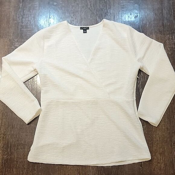 Ann Taylor Factory Off-White Faux Wrap VNeck Blouse - Picture 15 of 16